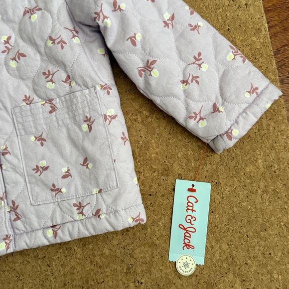 NWT Cat & Jack Purple Floral Quilted Jacket 2T - Picture 3 of 3